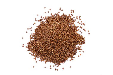 Beyaz arka plan üzerinde izole buğday yığını. Üstten Görünüm.