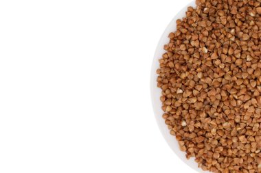 Beyaz arka plan üzerinde izole buğday tabak. Üstten Görünüm.