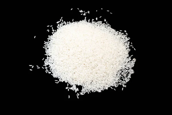 A bunch of white rice isolated on a black background. Chinese cu — Stock Photo, Image