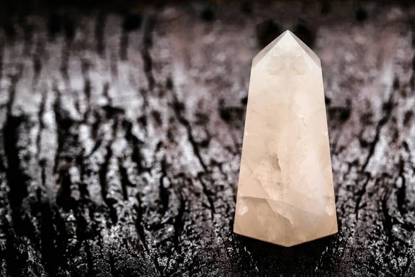 Macro mineral stone rhinestone, rock crystal on a black background close up, Transparent quartz. — Stock Photo, Image