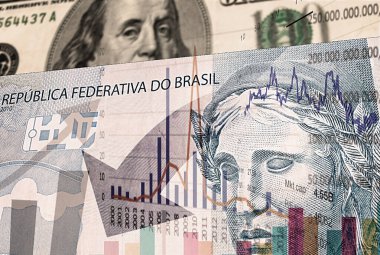 Brezilya 'nın para banknotları, Brezilya Real. Yüz elli, elli...