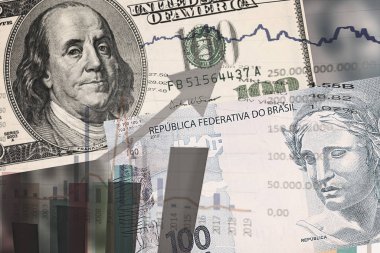Brezilya 'nın para banknotları, Brezilya Real. Yüz elli, elli...