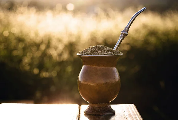 Chimarrão, or mate, is a characteristic drink of the culture of — стокове фото