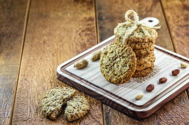 Fıstık aromalı bisküvi, ev yapımı tatlı. Vejetaryen ve sağlıklı yemek..