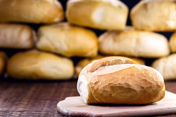 Pão Tradicional Brasileiro Chamado Pão Francês Com Fundo Padaria Sem — Fotografia de Stock