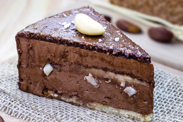 Chocolate cake with nuts, brownie with chestnut. Brazilian chocolate dessert with Brazil nuts. Known in Brazil as \