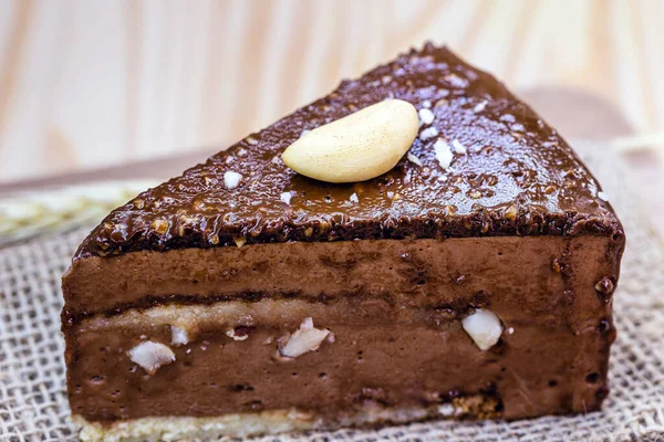 Čokoládový Dort Oříšky Brownie Kaštanem Brazilský Čokoládový Dezert Para Ořechy — Stock fotografie