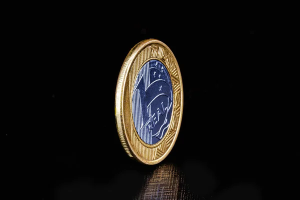 Brasilianische Echte Münzen Mit Goldenem Ton Banksparen Oder Anlagekonzept Münzen — Stockfoto