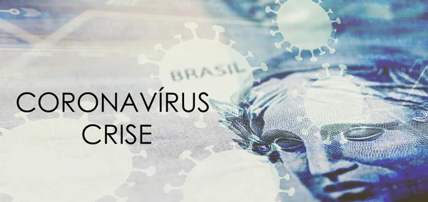 Crisis Financiera Brasil Debido Pandemia Del Coronavirus Detalle Billete Cien — Foto de Stock