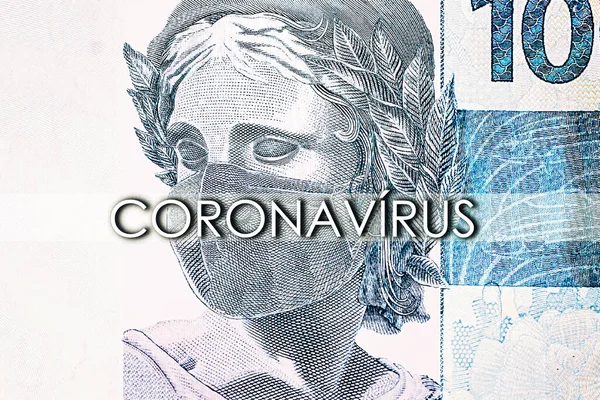 Crise Financeira Brasil Devido Pandemia Coronavírus Detalhe Cem Reais Nota — Fotografia de Stock