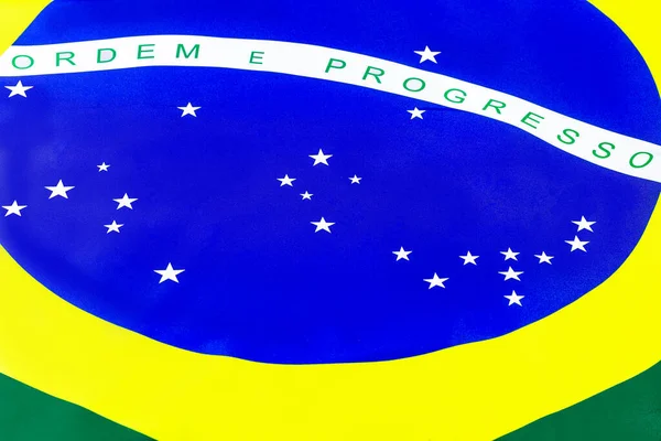 Detalles Bandera Brasil Foto Macro Bandera Tela Concepto Patriotismo Querida — Foto de Stock