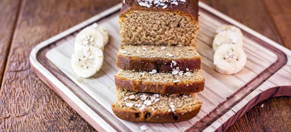 Pan Vegano Casero Con Avena Pan Rebanado Sabor Plátano — Foto de Stock