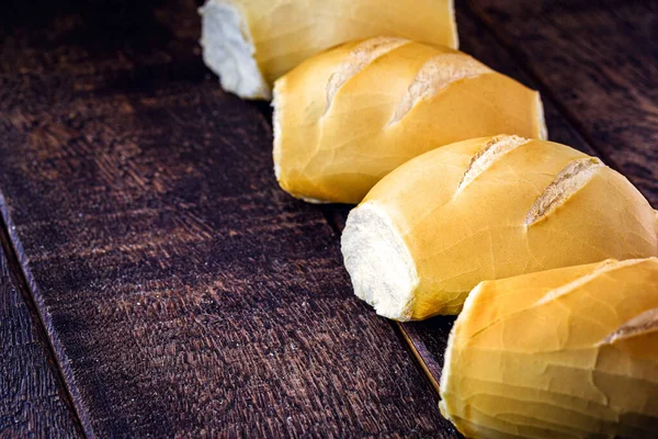 Pão Mesa Madeira Rústica Pão Tradicional Brasil Conhecido Como Pão — Fotografia de Stock