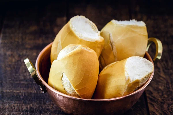 Sartén Cobre Con Varios Pan Francés Pan Tradicional Brasileño — Foto de Stock