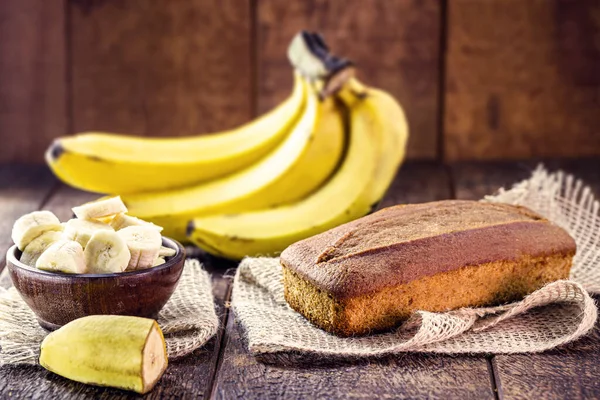Hausgemachter Kuchen Mit Bananengeschmack Vollkommen Biologisch Gesundes Dessert — Stockfoto