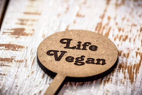 Klein Houten Bordje Met Engelse Zin Vegan Life Concept Van — Stockfoto