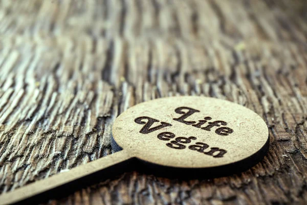 Klein Houten Bordje Met Engelse Zin Vegan Life Concept Van — Stockfoto