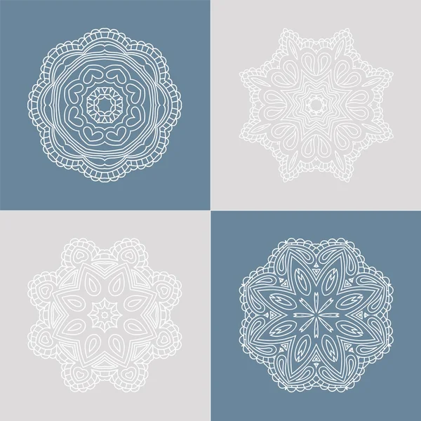 Conjunto de hermosos ornamentos étnicos orientales. Flores estilizadas. Mandala. Vintage . — Archivo Imágenes Vectoriales