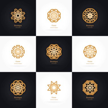 Vintage altın logoları büyük set