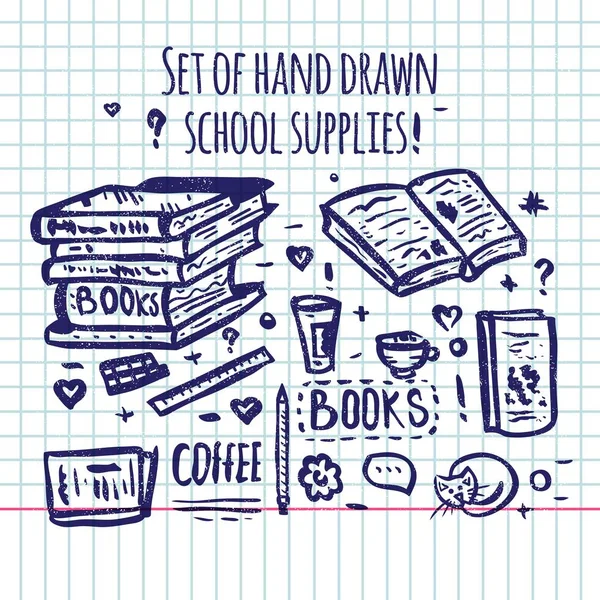 Hand drawn school supplies — Stock Vector