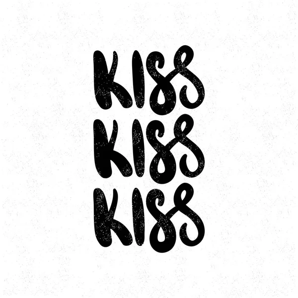 Kyss. Kyss. Kyss. Svarta, vita bokstäver — Stock vektor