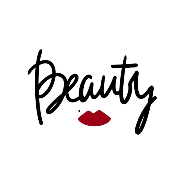 Schönheit. rote Lippen. — Stockvektor