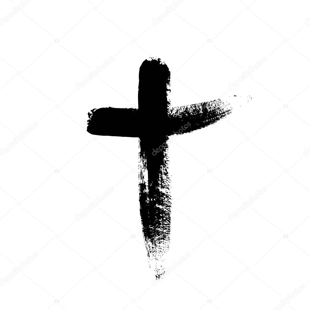 Hand drawn black christian cross