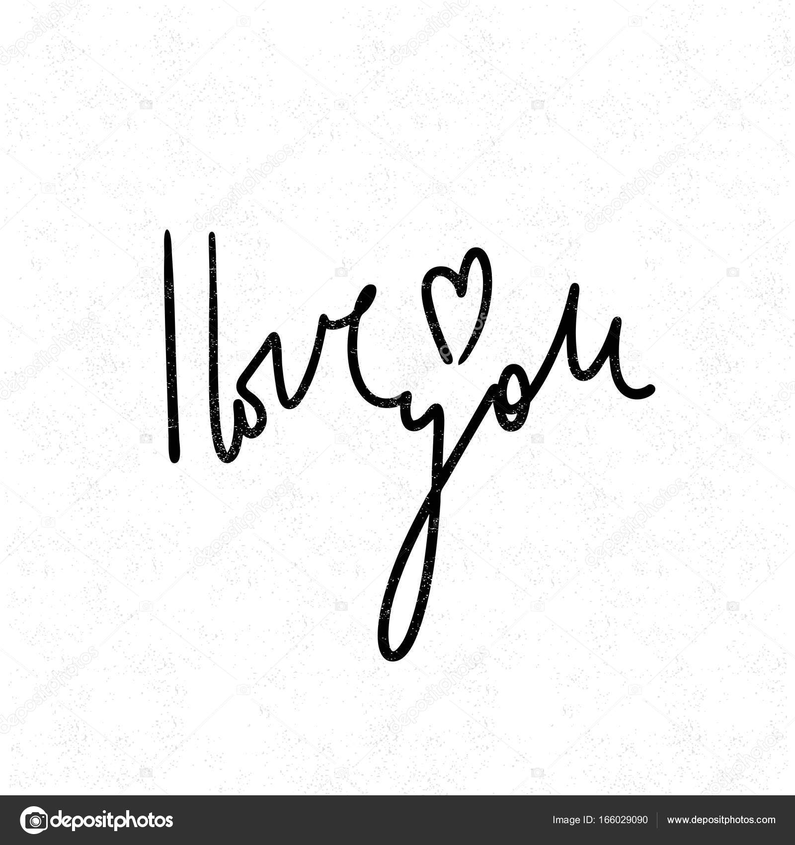 Ti amo Lettering bianco e nero Lettera decorativa Iscrizione disegnata a mano Preventivo Dipinti a mano di vettore Iscrizione decorativa Tipo di