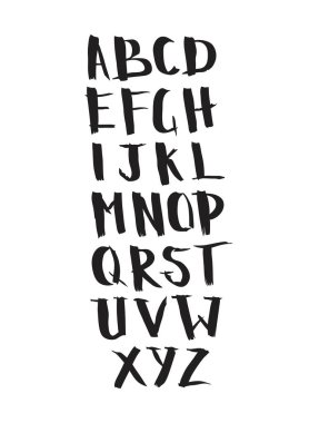 İngilizce alfabe. Siyah ve beyaz  