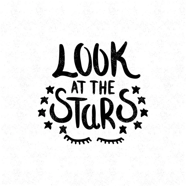 Kijk naar de sterren belettering — Stockvector