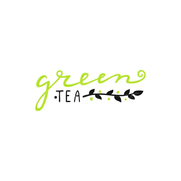 Letras de té verde — Vector de stock