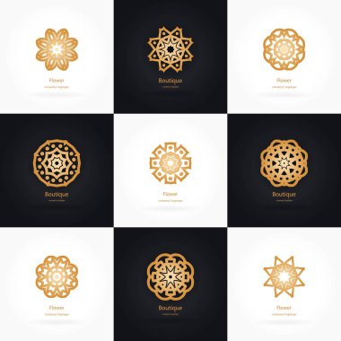 Vintage altın logoları büyük set