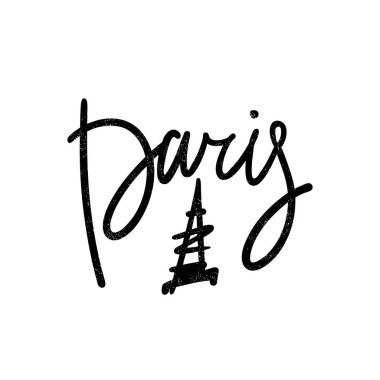 Paris. Siyah ve beyaz dekoratif yazı