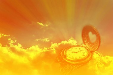 Saat veya saat rüya gibi sun ray ışık ortaya veya yaymak trought 