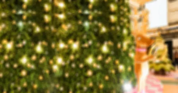 Pinheiro desfocado e luz brilhante para o Natal ou Ano Novo backg — Fotografia de Stock