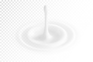 süt ya da beyaz sıvı damla, dalgalanma yüzey. Düşen damla ile krem daire. Yoğurt dalga degrade kafes aracıyla tarafından yapılmış. izole. vektör. 3D çizim.
