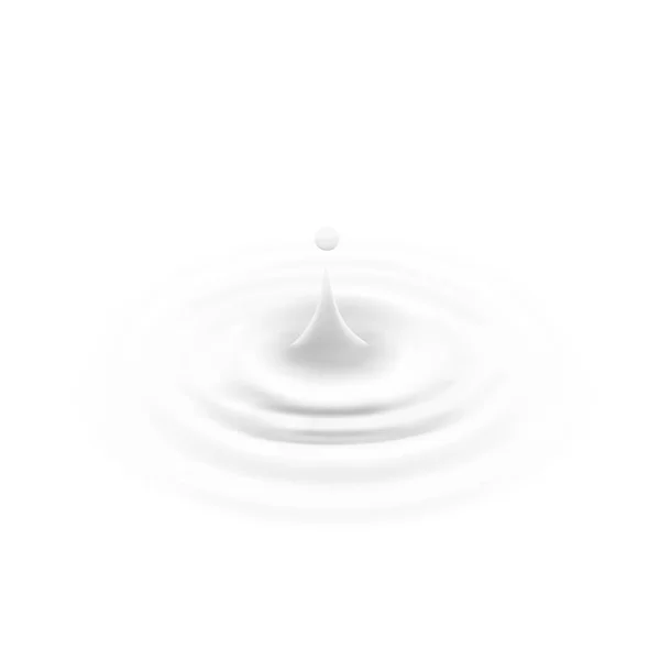 Melk of witte vloeibare drop, rimpel oppervlak. Crème cirkel met dalende druppelen. Yoghurt Golf gemaakt door Verloopnet tool. geïsoleerd. vector. 3D illustratie. — Stockvector