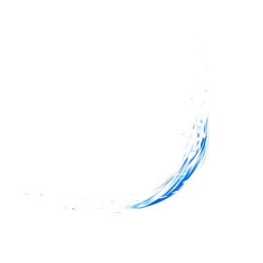 Mavi su sıçrama. Sprey ile izole bırakır. 3D illüstrasyon vektör. Yüzey arka plan degrade kafes aracıyla oluşturulan sıçramasına aqua.