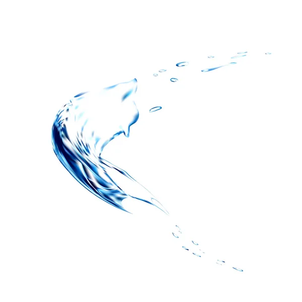 Blauw water splash. Spuiten met druppels geïsoleerd. 3D illustratie vector. Aqua spatten oppervlakte achtergrond gemaakt met Verloopnet gereedschap. — Stockvector