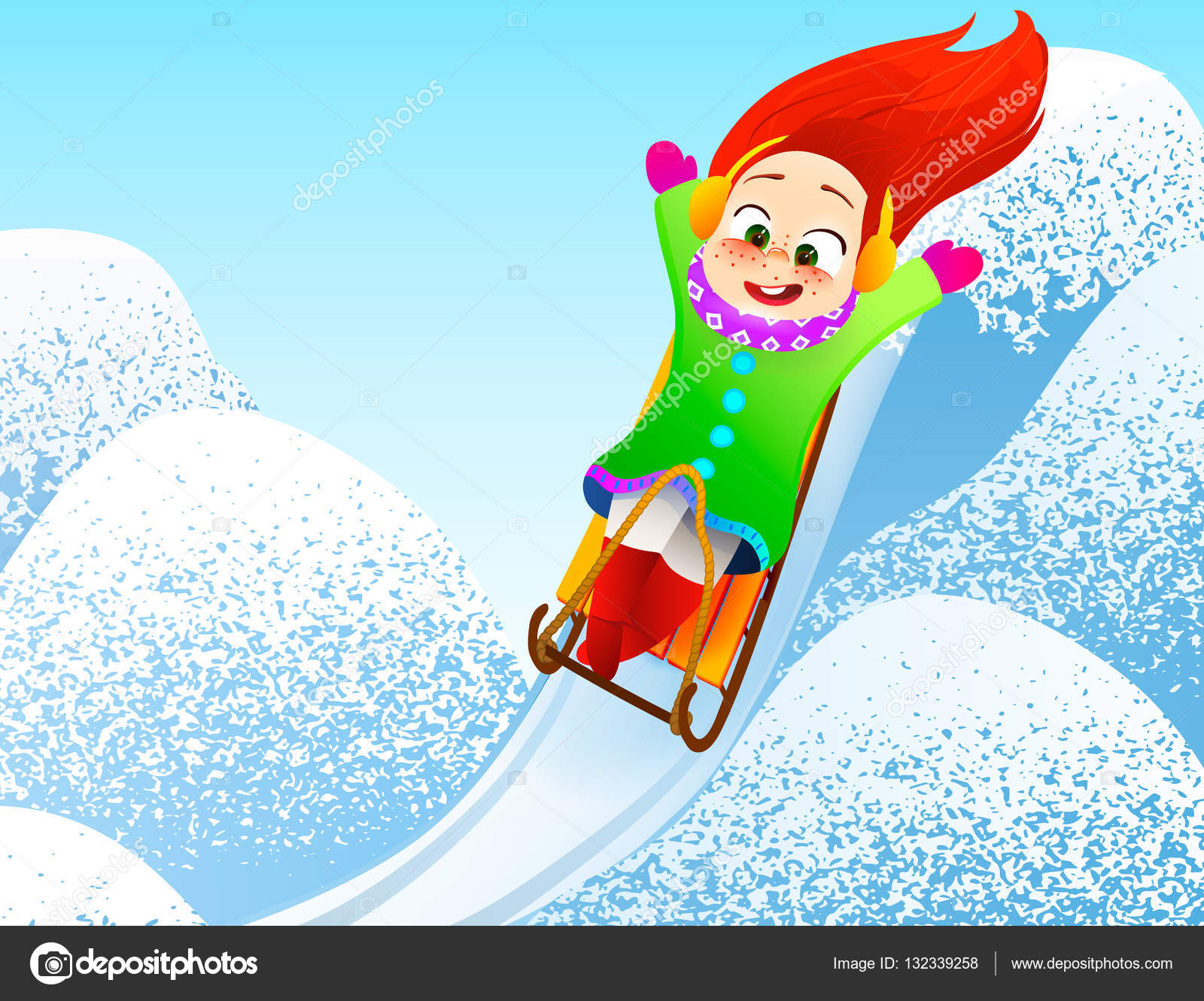 Niña y Niño disfrute de un paseo en trineo. Niño trineos. niño chico  montando un trineo. Los niños juegan al aire libre en la nieve. kids sled  en Alpes en w Fotografía