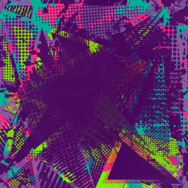 Kontur kopya alanı boya. soyut kentsel modeli. Grunge doku arka plan. Scuffed damla spreyler, neon noktalar, boya, veda partisi. Kentsel modern kirli koyu duvar kağıdı. Moda Tekstil, spor kumaş. yırtık stili