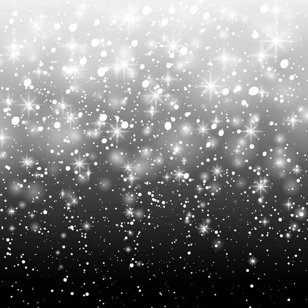 黒の背景に降る雪は。ベクトル イラスト 10 Eps。抽象的な白いキラキラ雪の結晶の背景。雪を秋します。魔法のクリスマス前夜の降雪. — ストックベクタ