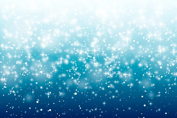 青色の背景に降る雪は。ベクトル イラスト 10 Eps。抽象的な白いキラキラ雪の結晶の背景。ベクトル マジック クリスマス前夜の降雪. — ストックベクタ
