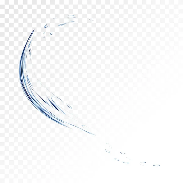 Salpicadura vectorial de agua azul aislada sobre fondo transparente. Aqua spray azul realista con gotas. Ilustración 3d. Fondo semitransparente de superficie líquida creado con una herramienta de malla de gradiente . — Archivo Imágenes Vectoriales