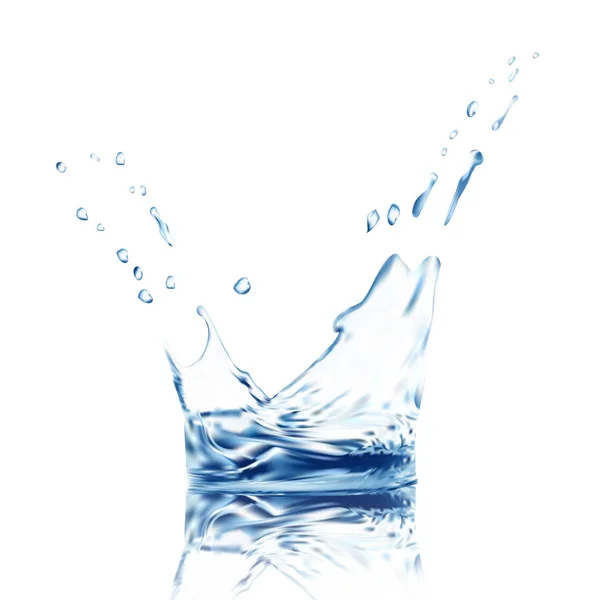 Vector de agua. agua azul salpicadura vector aislado en blanco con gotas de agua. Ilustración 3d. Fondo de agua. Agua salpicadura vector eps10 — Archivo Imágenes Vectoriales