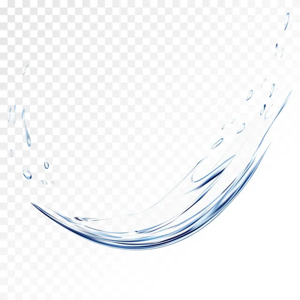 Salpicadura vectorial de agua azul aislada sobre fondo transparente. Aqua spray azul realista con gotas. Ilustración 3d. Fondo semitransparente de superficie líquida creado con una herramienta de malla de gradiente . — Vector de stock