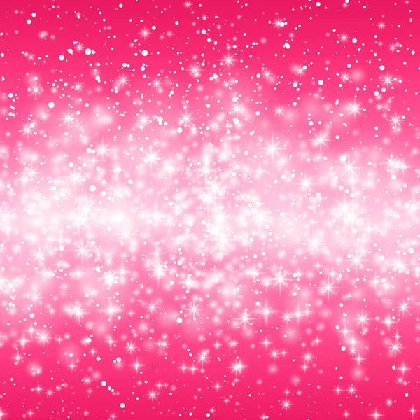 バレンタインの日カード フェージングの雪・星ライン ピンクの背景のベクトル イラスト。ベクトルの図。抽象的な白いキラキラ リボン。魔法のクリスマス前夜の降雪。休日、誕生日パーティーのため — ストックベクタ