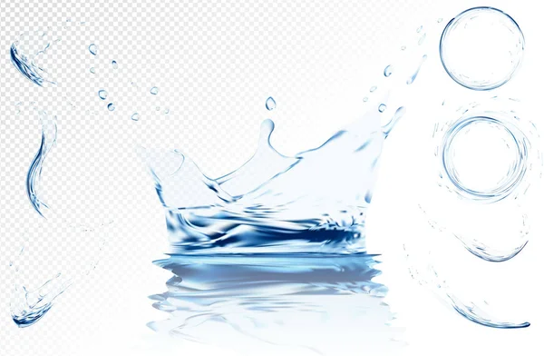 Onda de água transparente com bolhas. Ilustração vetorial em cores azuis claras. Conceito de pureza e frescura. Site abstrato banner fundo de água ou conjunto de cabeçalho . — Vetor de Stock