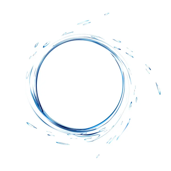 Spruzzi d'acqua cerchio con gocce dalla vista dall'alto isolato su bianco. Vettore di illustrazione 3d creato con mesh gradiente. sfondo blu superficie aqua . — Vettoriale Stock