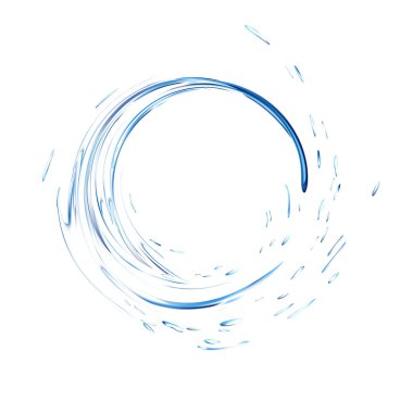 Su sıçrama yüzükle izole üzerinde beyaz arka plan damla. Mavi gerçekçi aqua daire. Üstten Görünüm. 3D çizim. Degrade Kafes aracıyla oluşturulan sıvı yüzey zemin. vektör